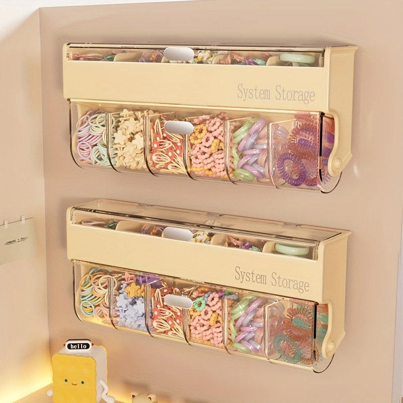 wall mounted jewelry hair accessories organizer box multi layer dustproof waterproof storage with clear compartments golden   design for earrings hairpins clips space saving plastic storage box jewelry organizer box sturdy construction   durable construction home organizers hanging jewelry organizers Product details 0