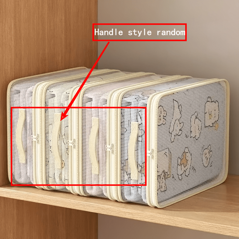 TEMU Zkpwra 4pcs Sheet Storage Bags With Strong Zipper – Large Capacity Blanket/comforter/mattress Pad Organizer For Closet & Cabinet, Space-saving