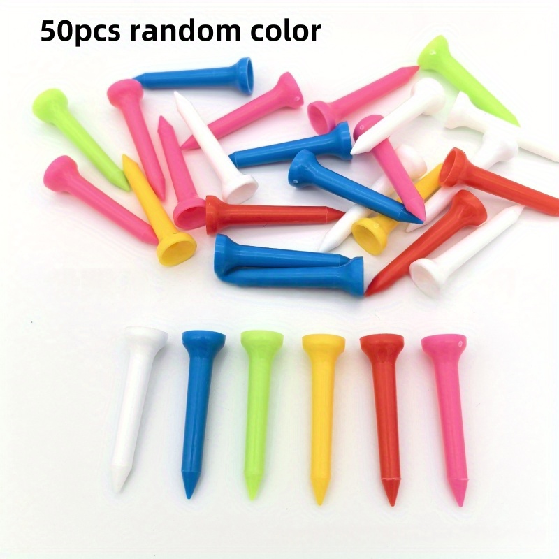 TEMU 50pcs 54mm Golf Tees Plastic Durable Random Colors Auxiliary Practice Golf Cup-shaped Nails Golf Course Additions Supplies