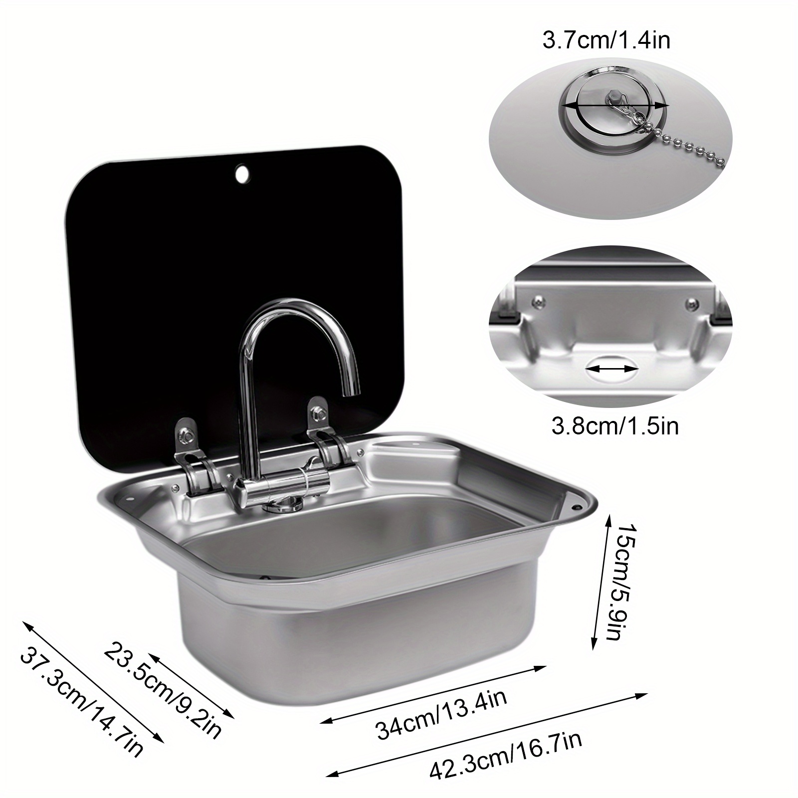 Rv Sink Hand Washing Basin Sink For Rv Boat W/ Faucet, 304 Stainless Steel, Hand Washing Basin Sink For Rvs, Bars, Hotels, Cafe
