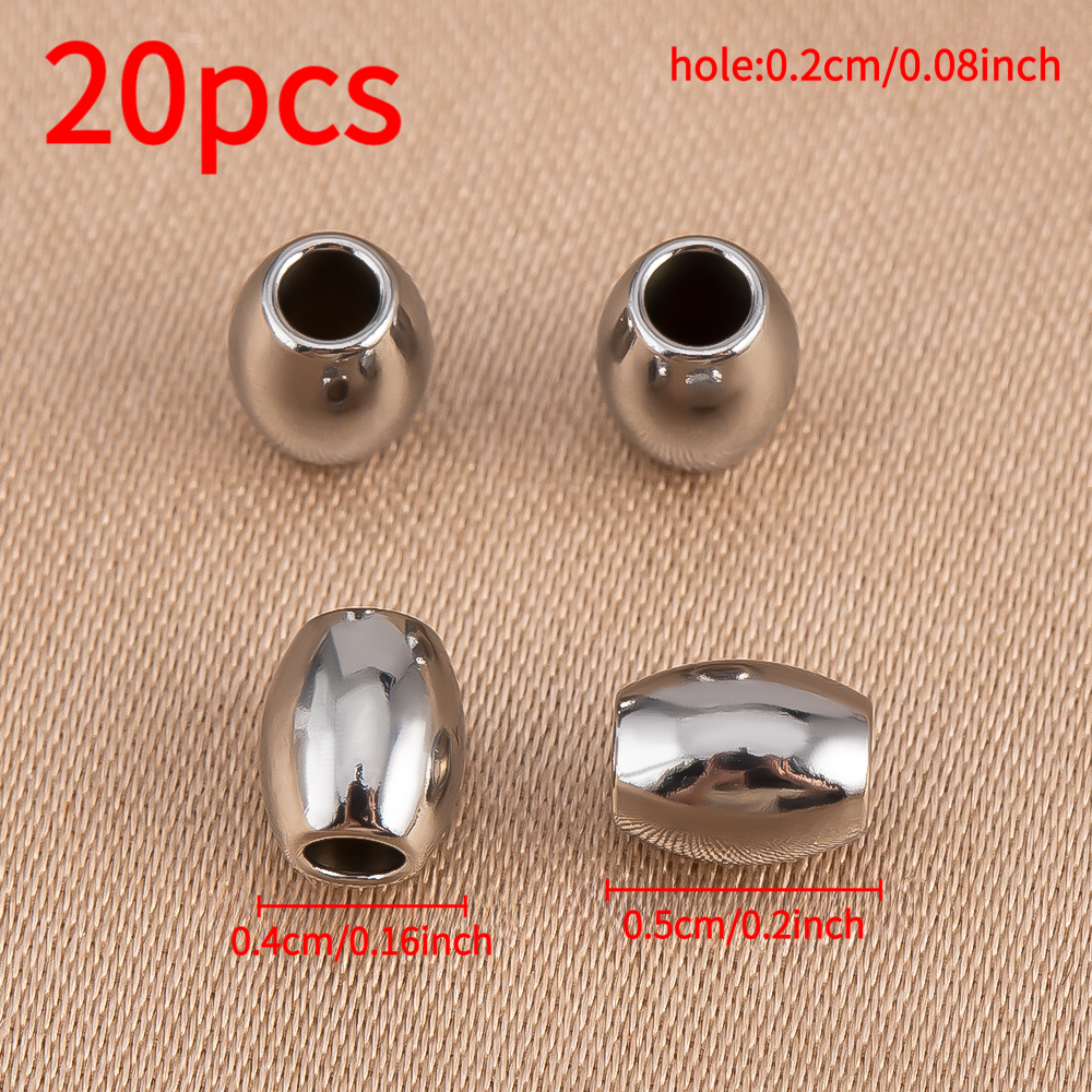 20pcs Fashionable Stainless Steel Oval Beads Are Used In Bulk Beads For Diy Necklace Bracelet Earrings Ornaments Homemade Decorative Bead Accessories
