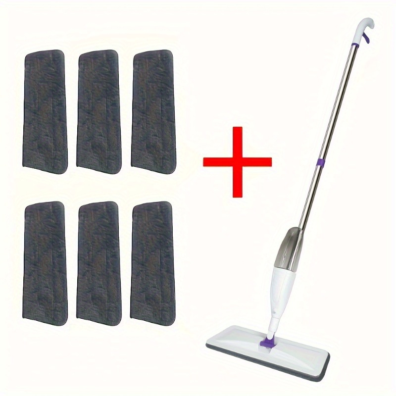 Image of 7pcs Set, Multi-functional Microfiber Mop With Reusable Mat - Ideal For Hardwood, Laminate, Tile, And Ceramic Floors - Perfect For Kitchen, Bathroom, Living Room Use, Includes Long Handle And Mop Pad
