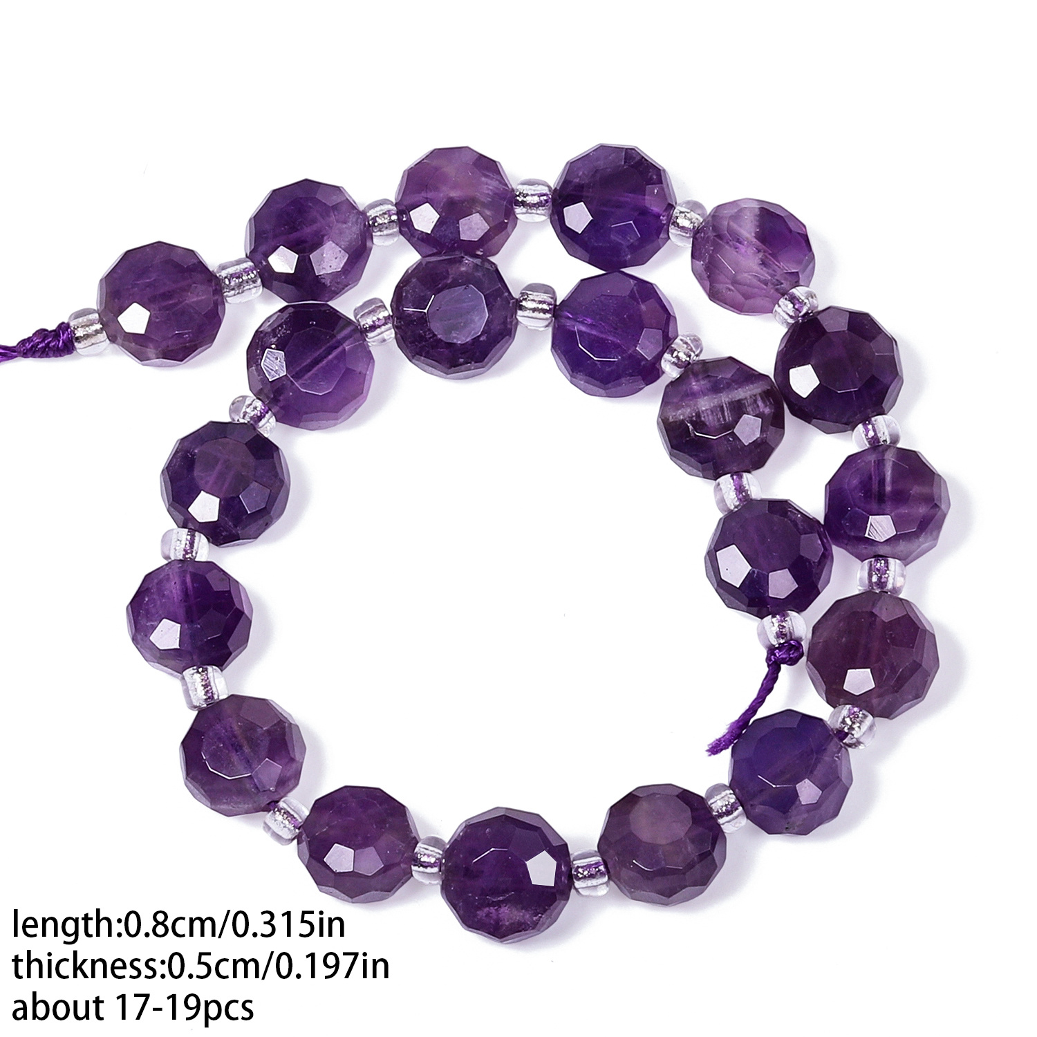 TEMU Perline e Assortimenti di Perline - Anello in Naturale AAA con Incisione Facciale, Perline da 7,5 Pollici, Forma Sfaccettata 8�5mm per Creazione