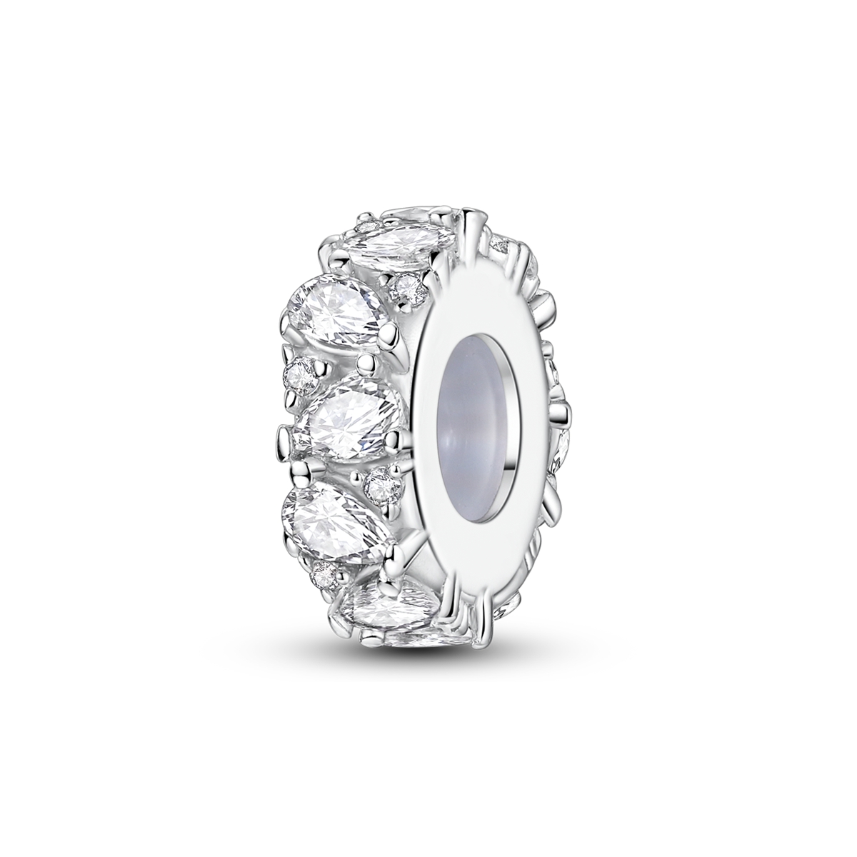 Shimmering Zirconia Clip Charm Fits Original Bracelet Necklace, Gift For Evening Events