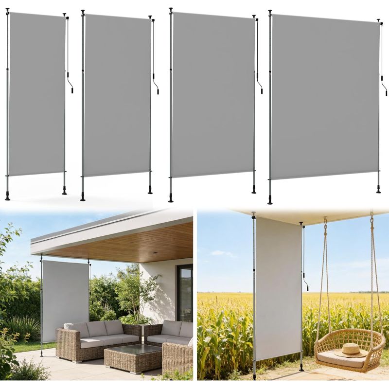 TEMU Rideau d'intimité vertical rétractable, store vertical à hauteur réglable avec , protection UV perçage, rideau d'extérieur pour patio, balcon,