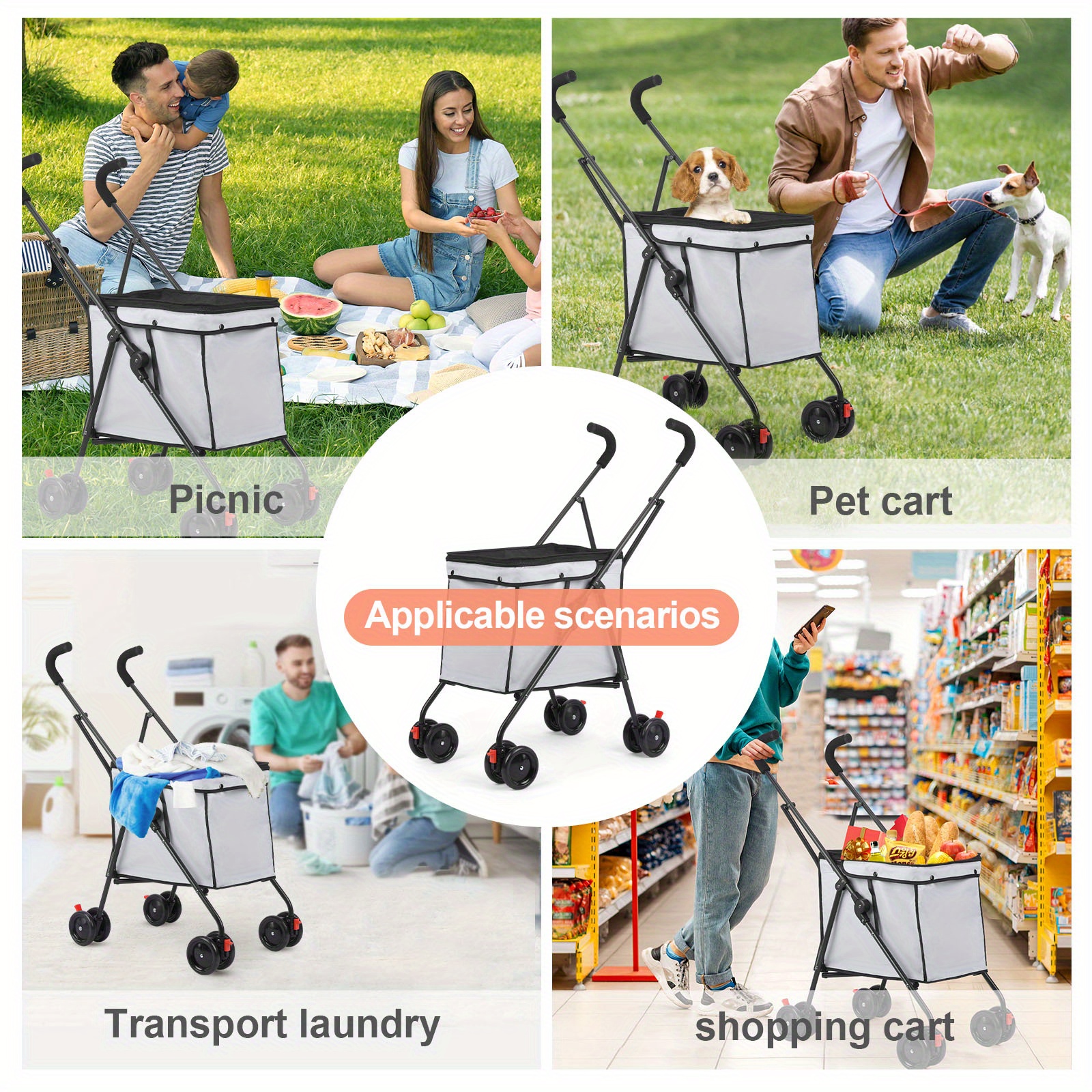 Original Patent Multi-Functional Folding Storage Cart for Pets