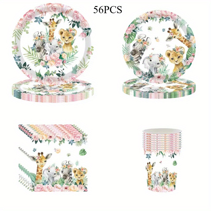 Image of 56pcs Of Themed Birthday For Party Supplies, Including Tableware Decorations With Plates, Napkins, And Cups For Celebrations And Holidays I Perfect For Halloween