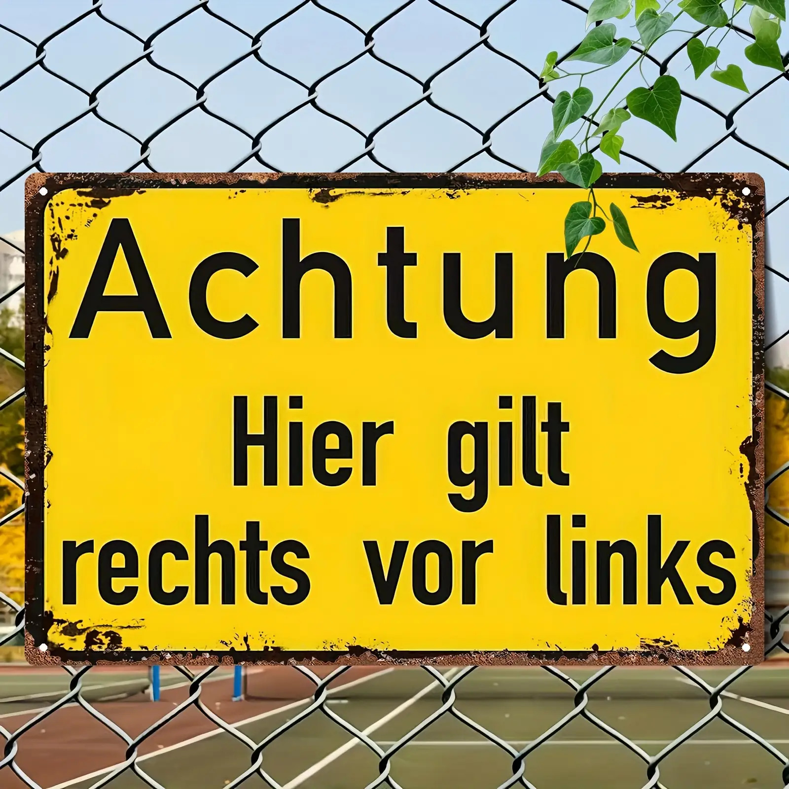 E-shop 2D Flach, 2D Flach 2D Flach - 1 Stück Deutsches Sicherheitswarnschild - "Achtung rechts vor links" - 20,32x30,48cm Langlebiges Eisen Metall