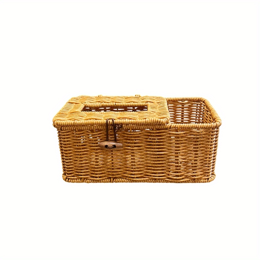   rattan tissue box holder rustic animal shaped design with brushed   natural wicker material for bathroom kitchen decor decorative holder rustic decor woven rattan bathroom decor and accessories Product details 2