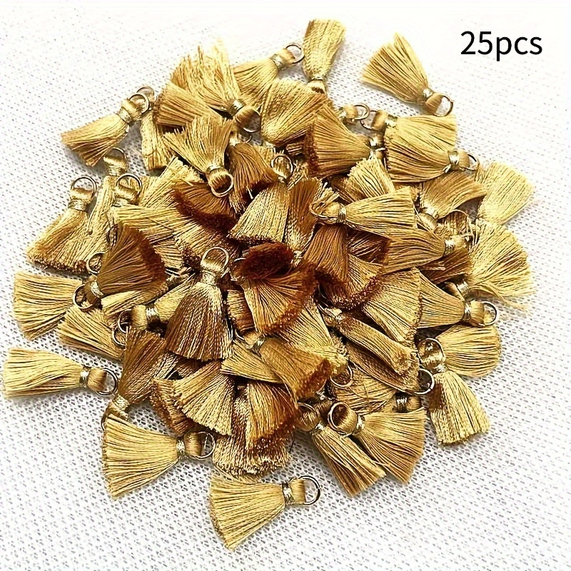 TEMU 25pcs Earth- Tassels, Mini Rings With Tassels, Suitable For Jewelry Decoration, Necklaces, Earrings, Pendants, Jewelry Making