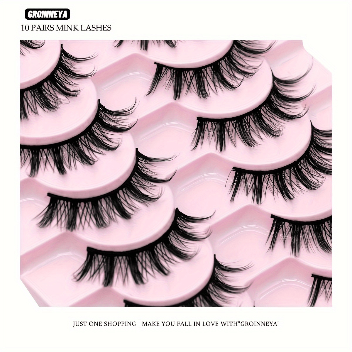 Image of 10 Pairs Deluxe C False Eyelashes - Multi-length & Cosplay Lashes Set, Natural-to- Fake Lashes Pair, Reusable, Unscented, Thick Volume Mink Lashes For Dramatic Eye