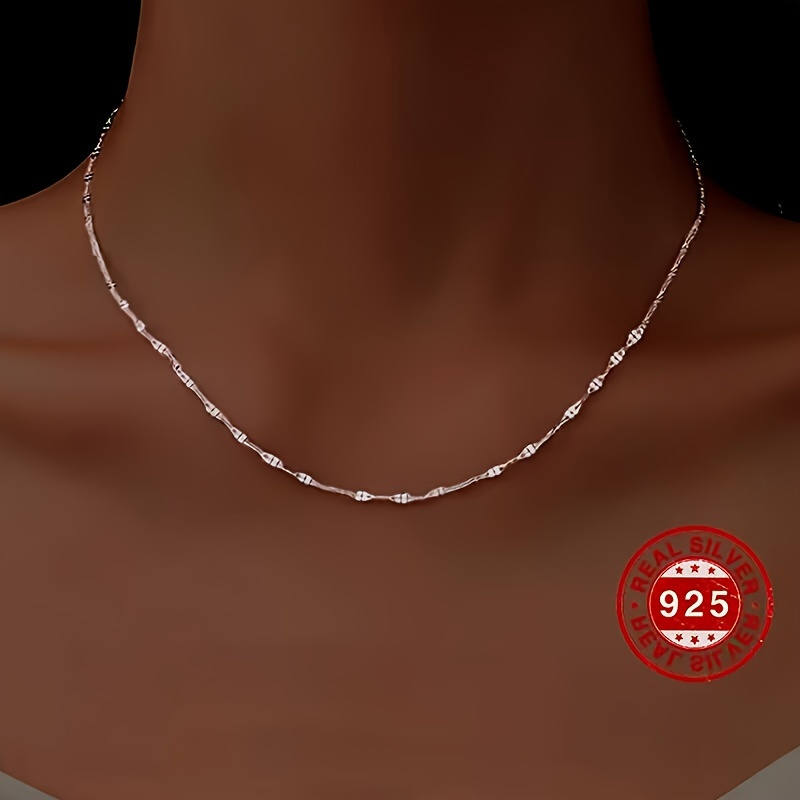 

1pc 925 Sterling Silver Hypoallergenic Ladies Necklace Simple Popular Tian Word Chain Clavicle Chain Gift 2g