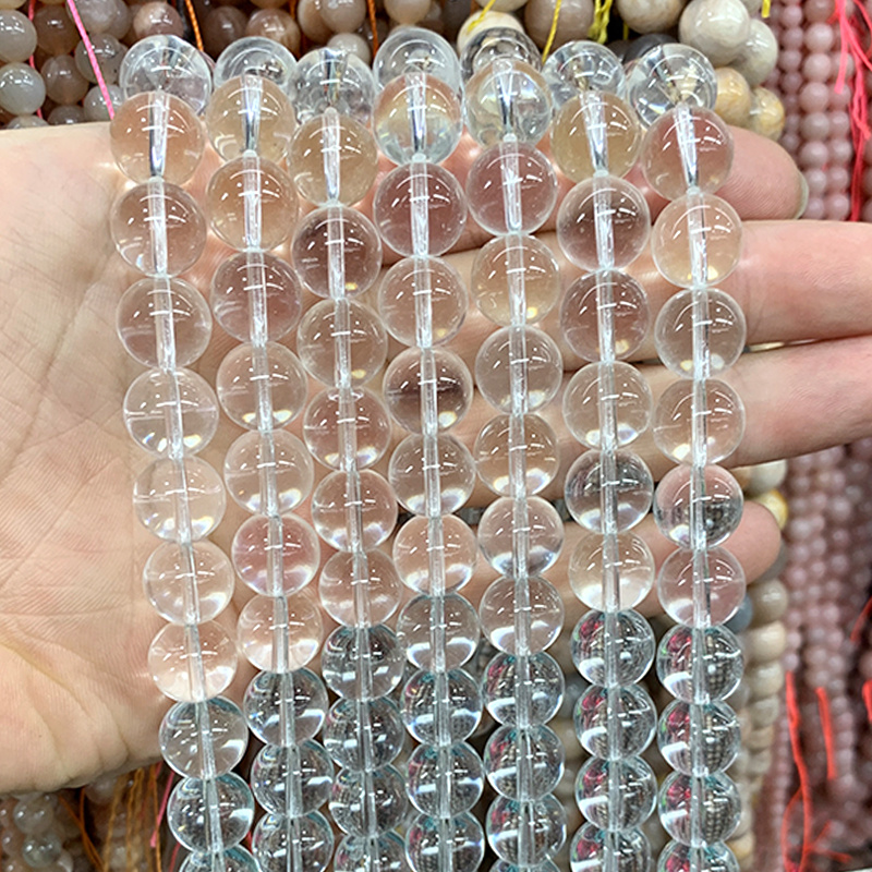 TEMU Polished Beads Made Of For Crafting Jewelry, Ideal For Vibrant Bracelets And Necklaces, In 15-inch Strands With Sizes 4, 6, 8, 10, 12, And 14mm