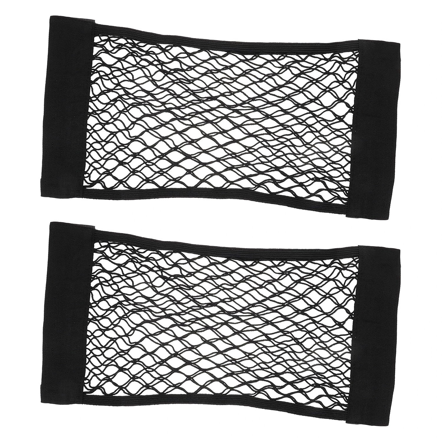 Image of 2pcs Elastic Nylon Car Rear Trunk Storage Net Pocket Magic Tape Mount Vehicle Cargo Organizer For Sundries Storage
