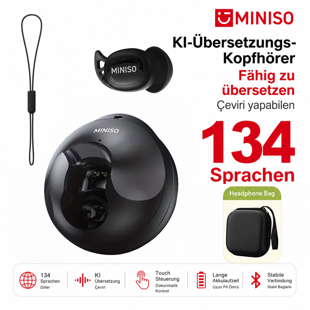 Image of Miniso X16 Ergonomic Sleep Wireless Earbuds With Real-time 135 Language Translation, Ultra Soft In-ear -night Wear, 360° Surround , Compact Portable Structure, Hours Continuous Long Sl