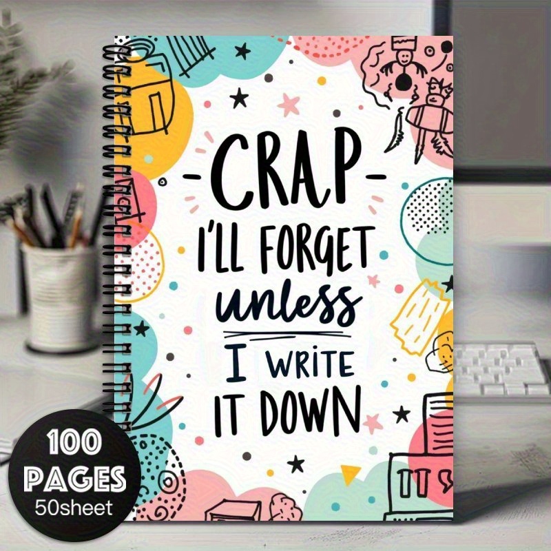 TEMU Kleurrijk Spiraalnotitieboek - "Ik vergeet tenzij ik het opschrijf." Levendig design, perfect voor plannen en journaling, een ideaal cadeau voor