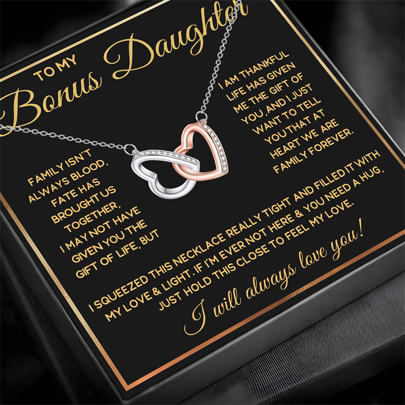 Daughter Heart to Heart Necklace Gift with Message Card