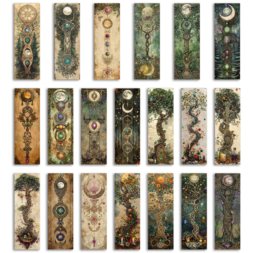 TEMU 20pcs Tree Of Life Bookmarks Suitable For Book Lovers, Celtic Knot & Crystal Botanical Book Markers With Mystical Celtic Knots, Crystal Charms &