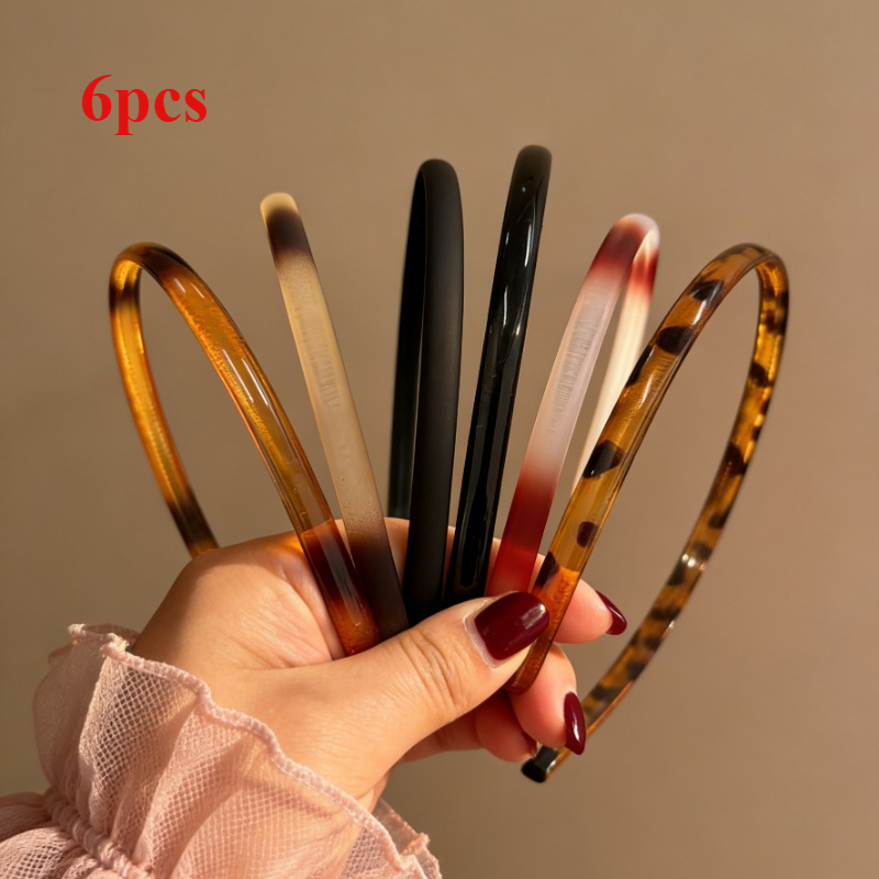 TEMU 6pcs Of Stylish And Relaxed Leopard Print Headbands For Women, Daily Use And Face Washing