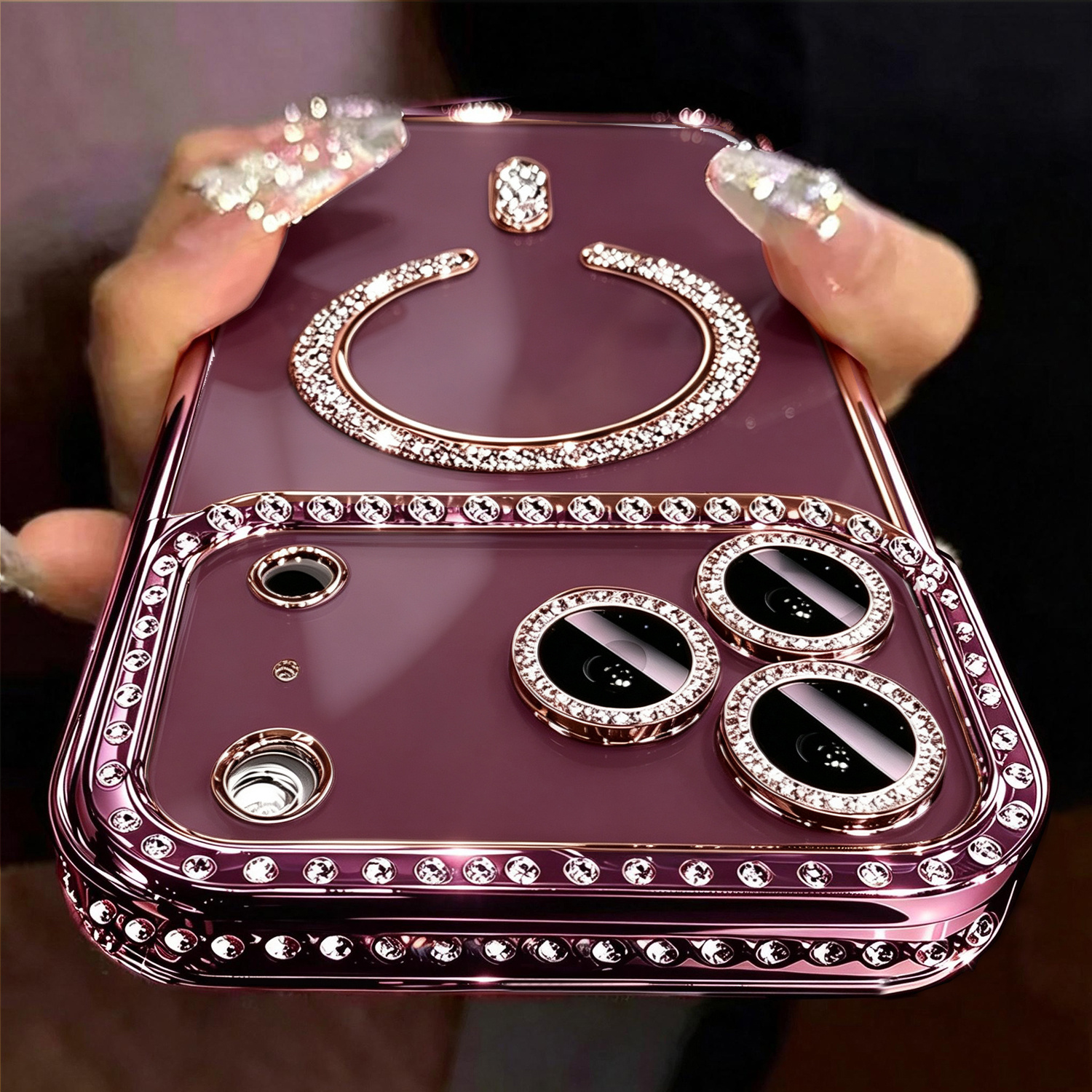 TEMU Phone Case - Phone Case: Luxurious High-end Shiny Diamond Lens Patch, Compatible With Iphone 18 Pro Max/18 Pro 17 Pro 17 Pro Max Magnetic