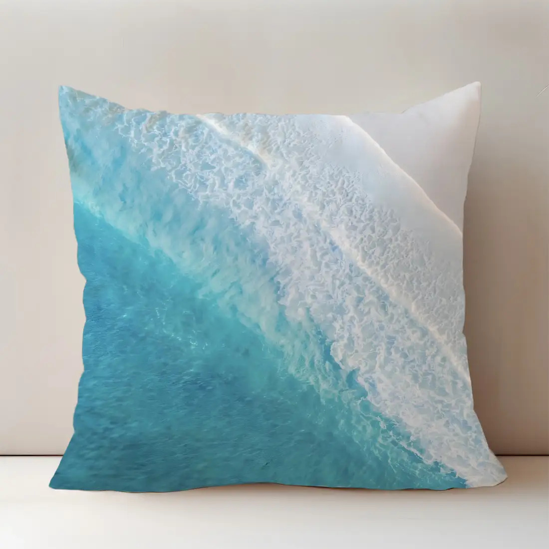 TEMU Ocean Print Throw Pillow Cover, 44.96x44.96cm, Contemporary Style, Machine Washable, Polyester, Zipper Closure, Decorative Cushion Case For