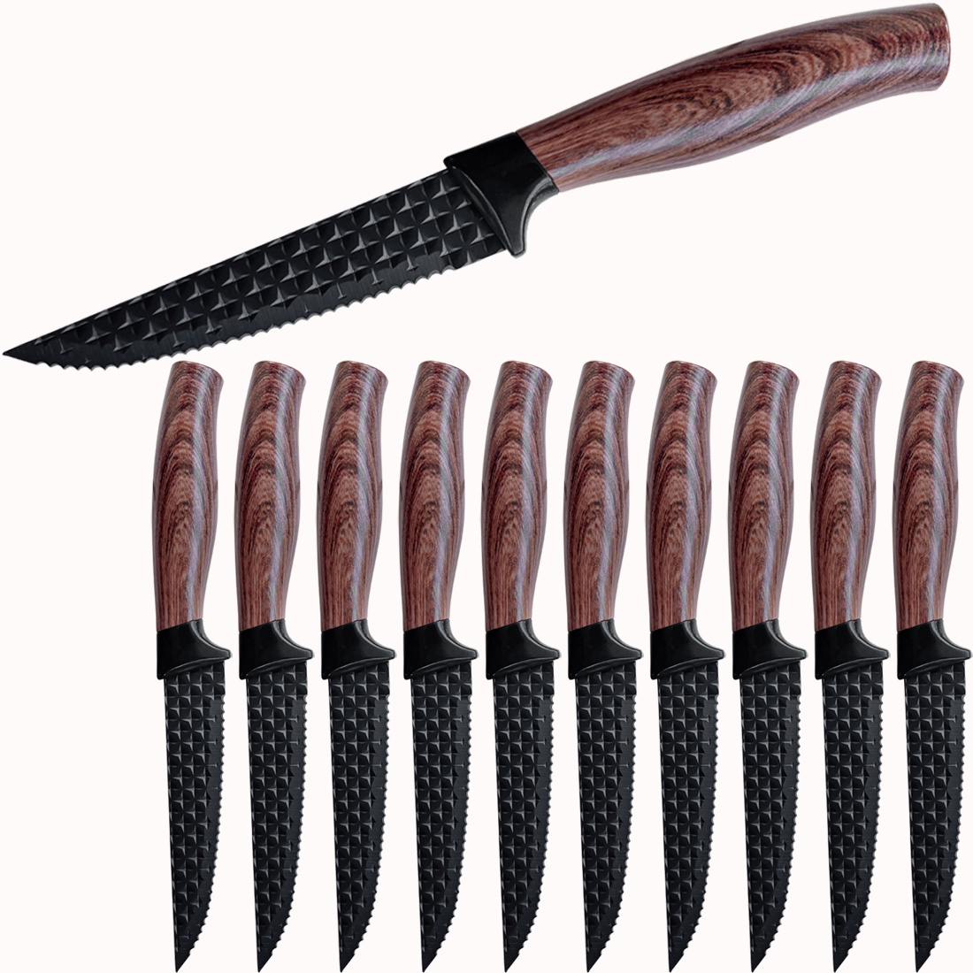 TEMU 10pcs Steak Knives Set, Sharp Serrated Steak Knife Set, Stainless Steel Steak Knife Set, High-carbon Stainless Steel Steak Knives, Ergonomic