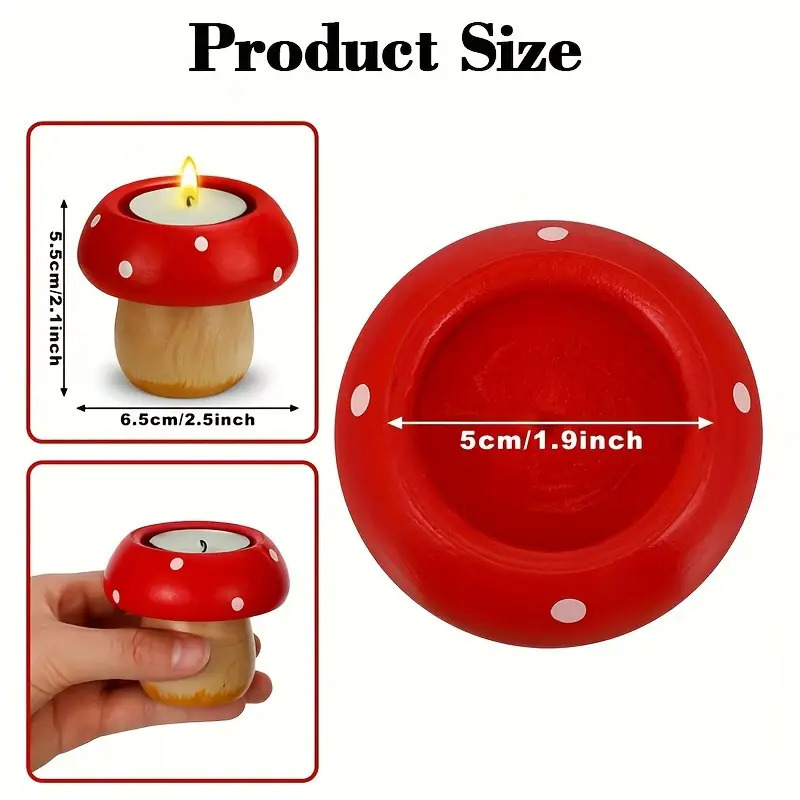 Image of 1pc Cute Mushroom Candle Holder, Candle Holders For Centerpiece Table Decorations, Decorative Stand For Tealight Candles, Votive Candles, Suitable For Farmhouse Cottagecore Decor Christmas