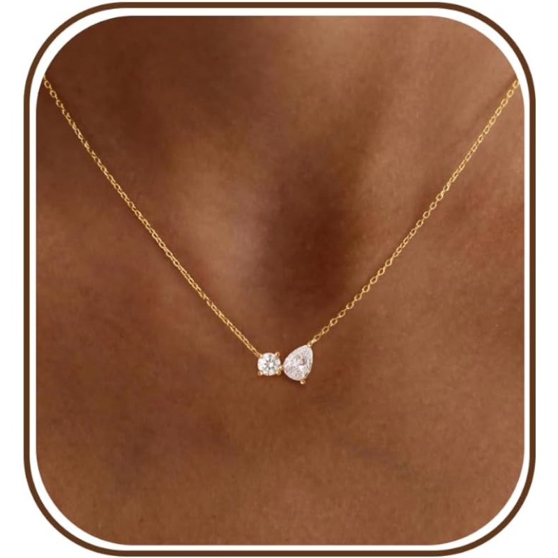TEMU Collier Bohème Rétro Plaqué pour Femme - Rigollet et Pendentif en Strass Imperméables, Bijoux Adaptés pour d'Année, Cadeau de Saint-Valentin,
