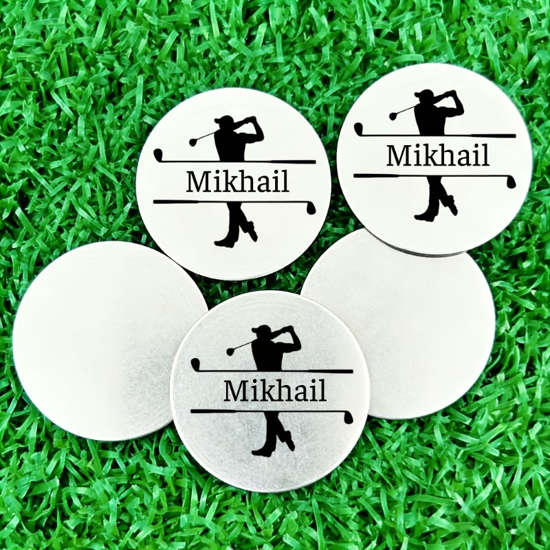 TEMU Custom Laser Engraved Golf Ball Markers, Silvery Personalized Metal Golf Ball Markers, Golf Gifts For Men, Gifts For Husband On Anniversaries,