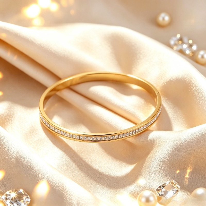 3pcs 18K Gold Plated Snake-Shaped Cubic Zirconia Inlay Cuff Bangles
