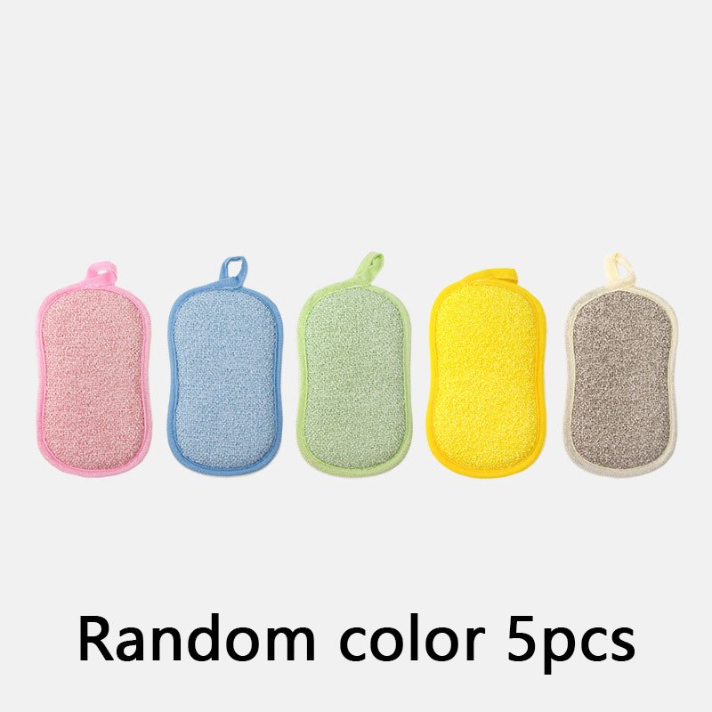 E-shop 5 Stück Multifunktionale Schwammwischer - Waschbare & Wiederverwendbare Küchen- und Badezimmer-Reinigungsbürsten, Kratzfreie Pads für Töpfe,