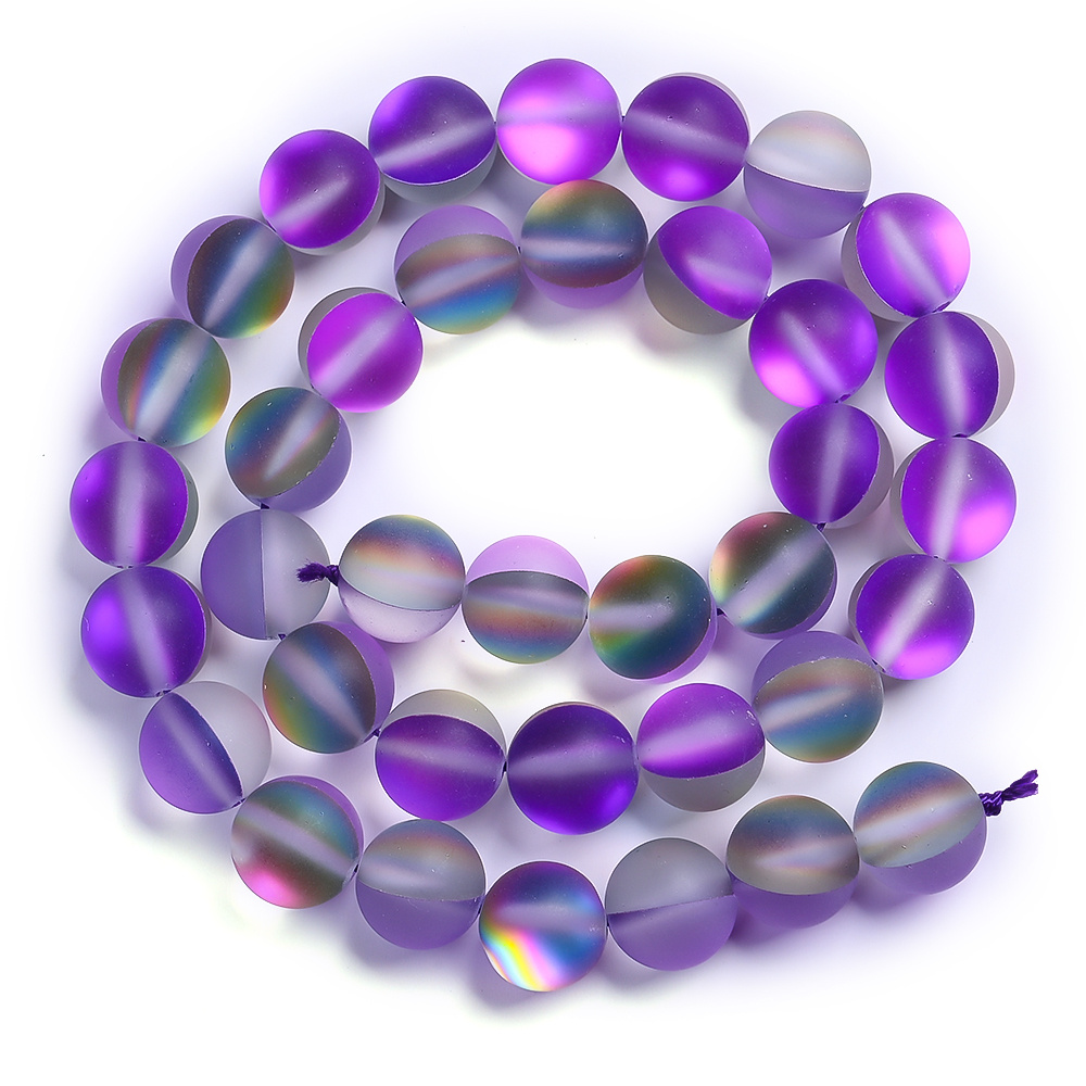 TEMU 6/8/10mm Round Natural Stone Beads In Matte Purple Colorful Labradorite, Perfect For Jewelry Such As Bracelets, Necklaces, Earrings, And Ankle