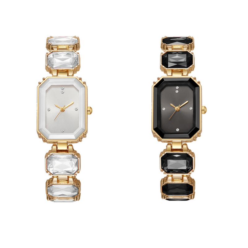 2pcs Chain Strap Women's Fashion Quartz Watch | Octagonal Case, -accented Dial, Metal Trim, Elegant Versatile Ladies Wristwatch