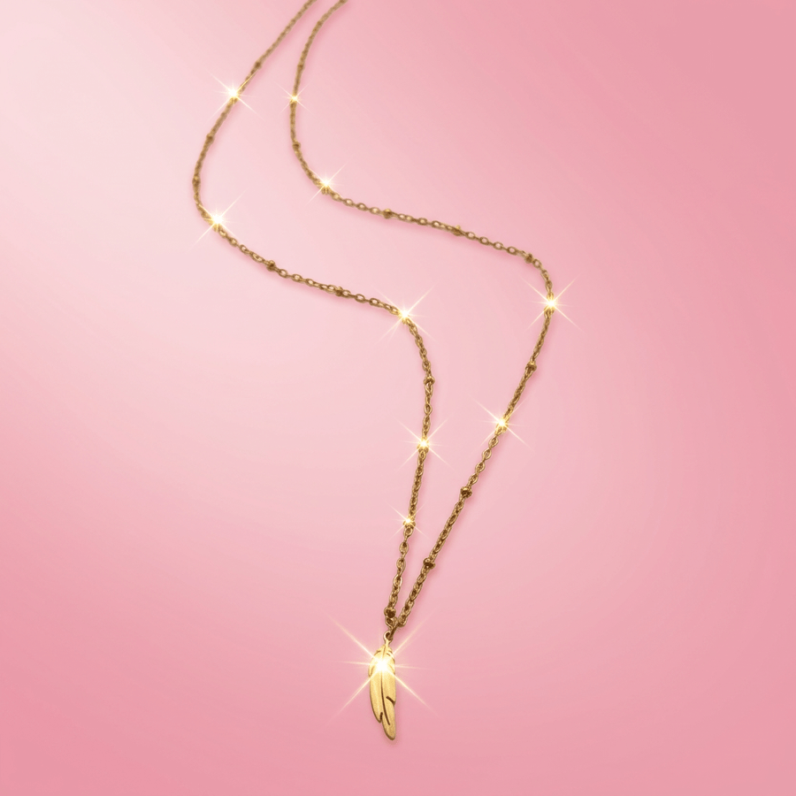 Women's 304 Stainless Steel Golden Necklace with Cross Bead Chain