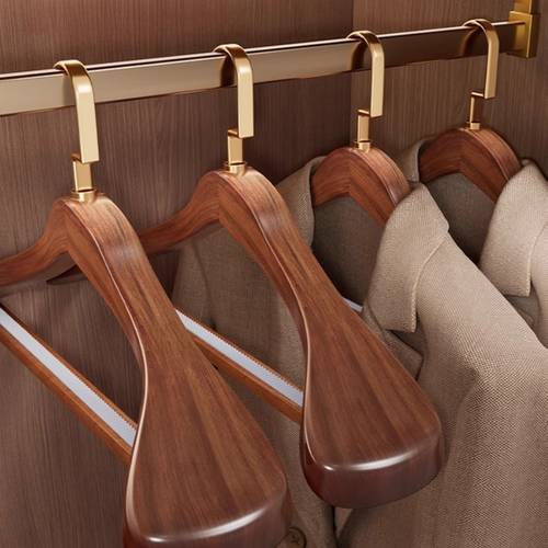 schulter massivholz kleiderbügel 2er set, dicker holzbügel, für anzüge, mäntel, kleidung, braune holzfarbe, für die herren garderobe