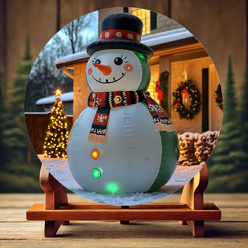 

Inflatable Christmas , With Black Hats And White Bodies, Decorate Of The House For Christmas