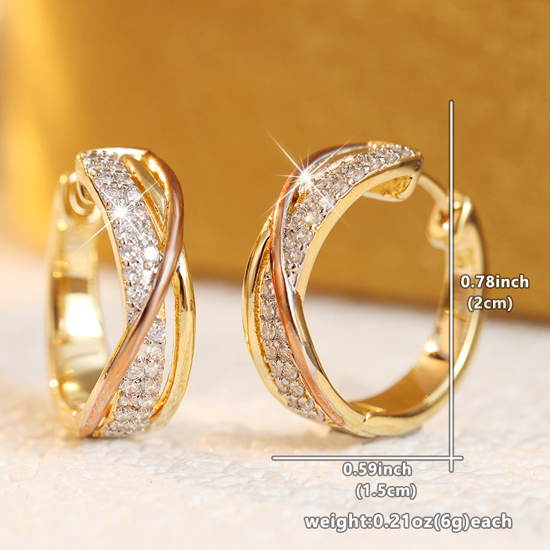 Trendy Three-Tone Linear Earrings with Synthetic Zirconia