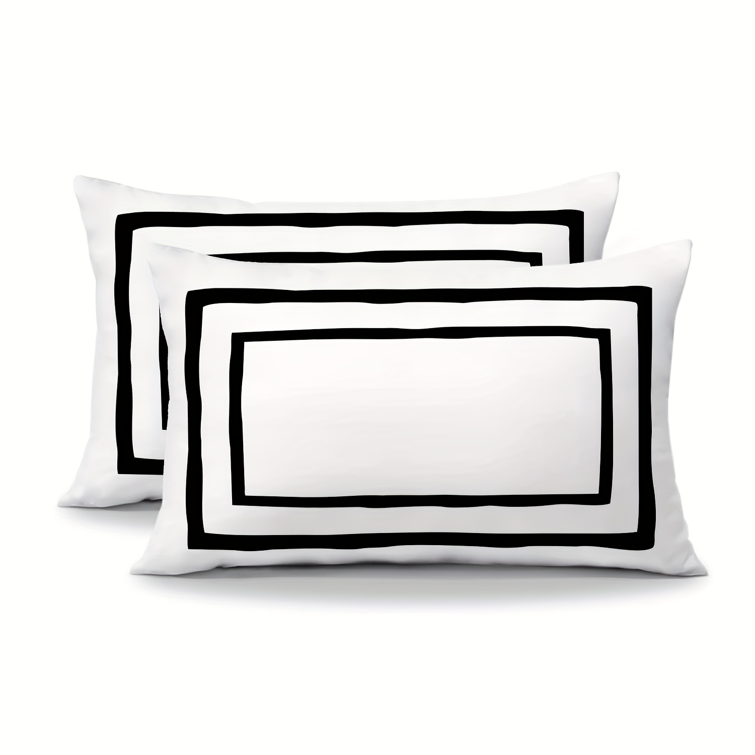 TEMU Juego de 2 fundas de almohada 2D minimalistas con rectangular y negro, impresión digital de un solo en poliéster, aptas para sofás, salas de
