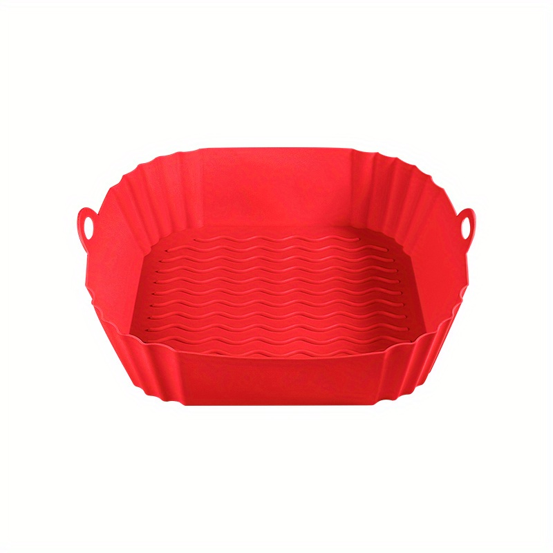 Image of Silicone Air Fryer Baking Tray, Easy To Clean, Reusable And Food-safe, Suitable For Pizza And Fried Chicken, Compatible With Multiple Household Appliances, With Handle