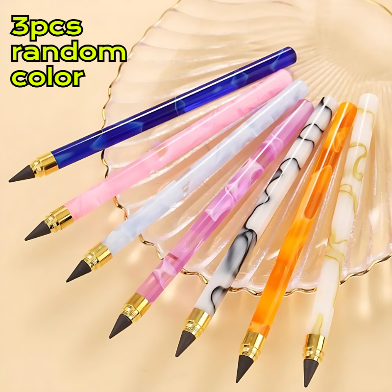 TEMU 3pcs Random Color - Acrylic Smoke- Pencil - No Sharpening, Inkless, Unbreakable Lead For Drawing And Writing