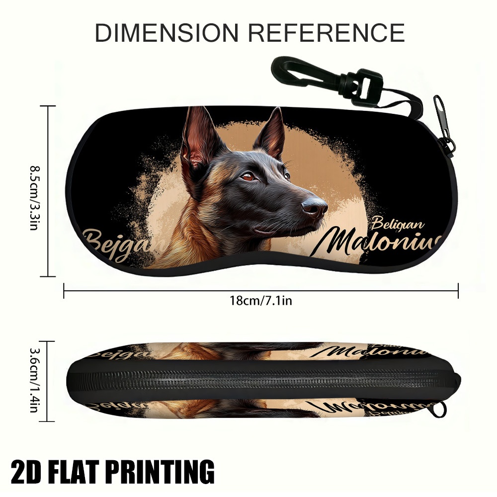 TEMU 1 étui à lunettes pour chien Malinois belge, impression 2D plate, élégant et fonctionnel, idéal pour les , de sport et décontractées