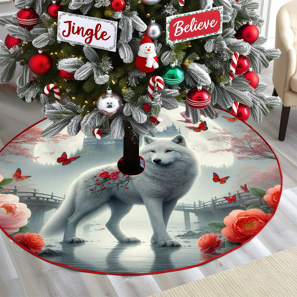 

Wolf-themed Christmas Tree Skirt - Polyester, Holiday Decorations & Gifts