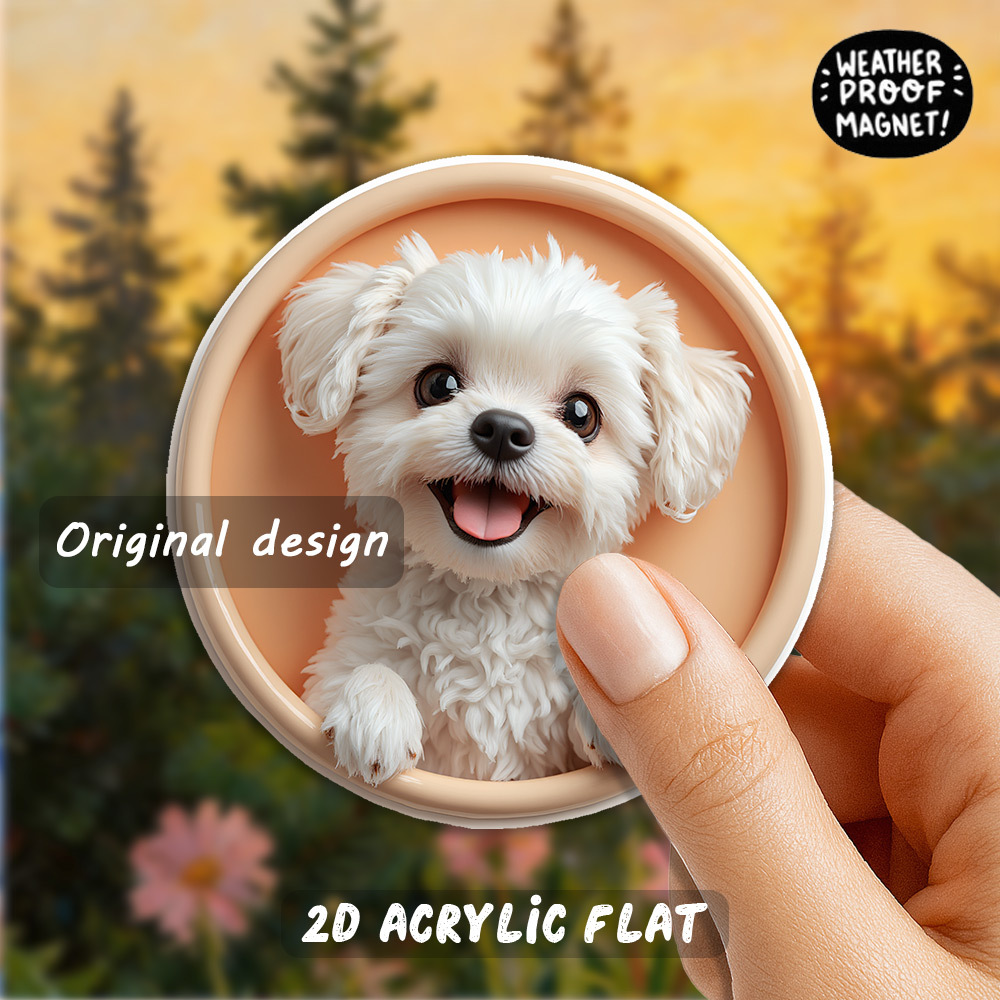TEMU Imán de 1 pieza de adorable cachorro sonriente, para amantes de las mascotas, imanes de nevera de perro esponjoso con ojos expresivos y pelaje,