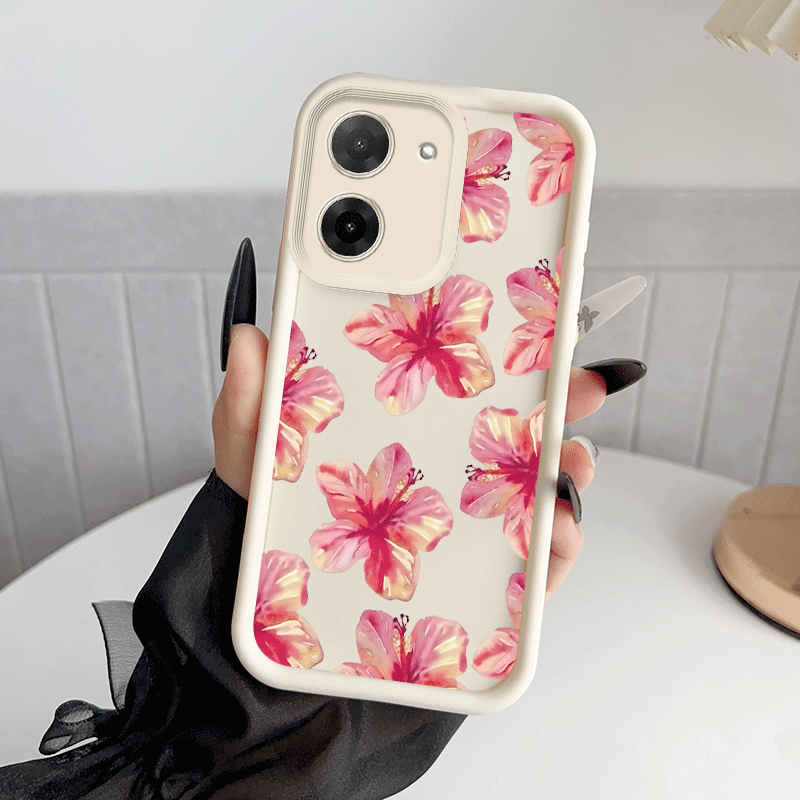 Etui za telefon - Roza cvetlični etui za telefon, primeren za Redmi 12C 13 13C 14C 15 4G 15 5G 15C A3 A3X A5 4G Note 10 11S 12 13 14Pro+ Xiaomi