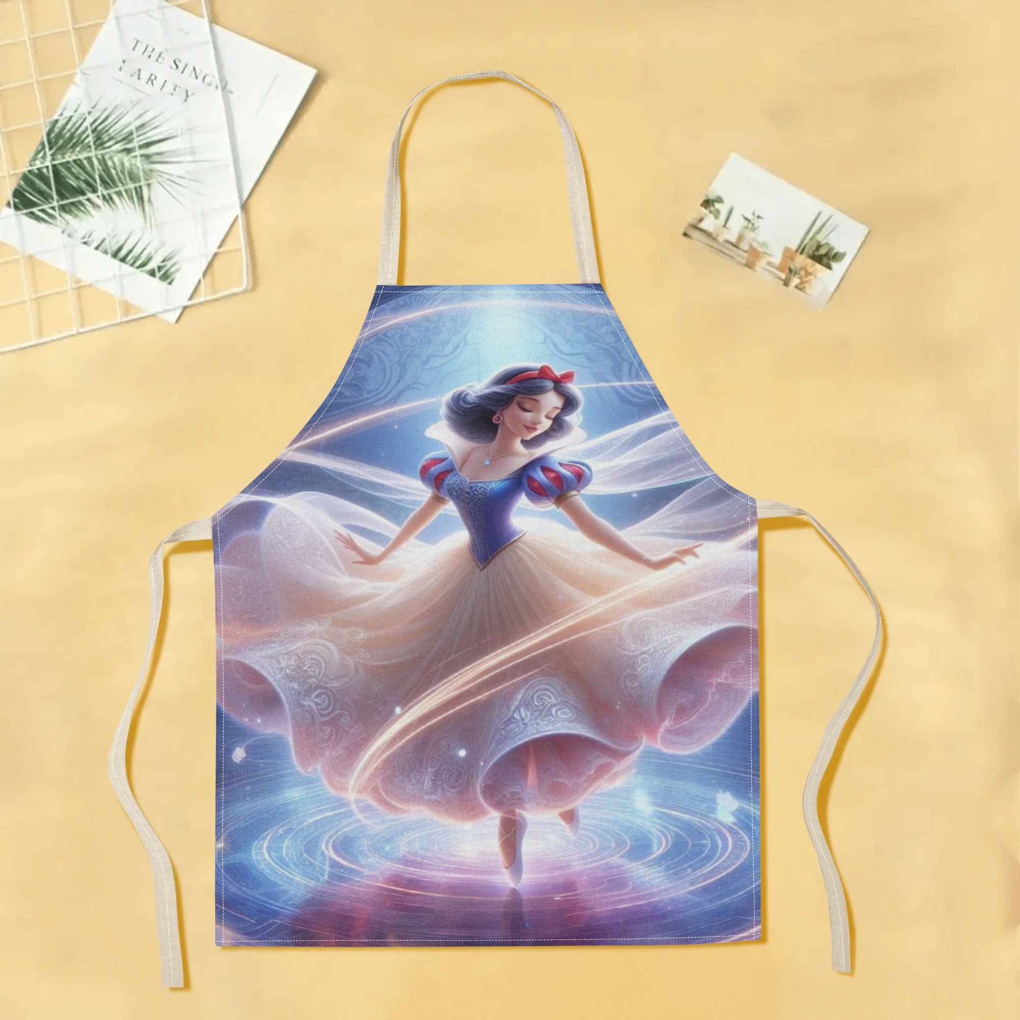 glossy polyester| disney   waterproof apron - magical princess design,   polyester, ideal for home, restaurants, bakeries & food services details 1