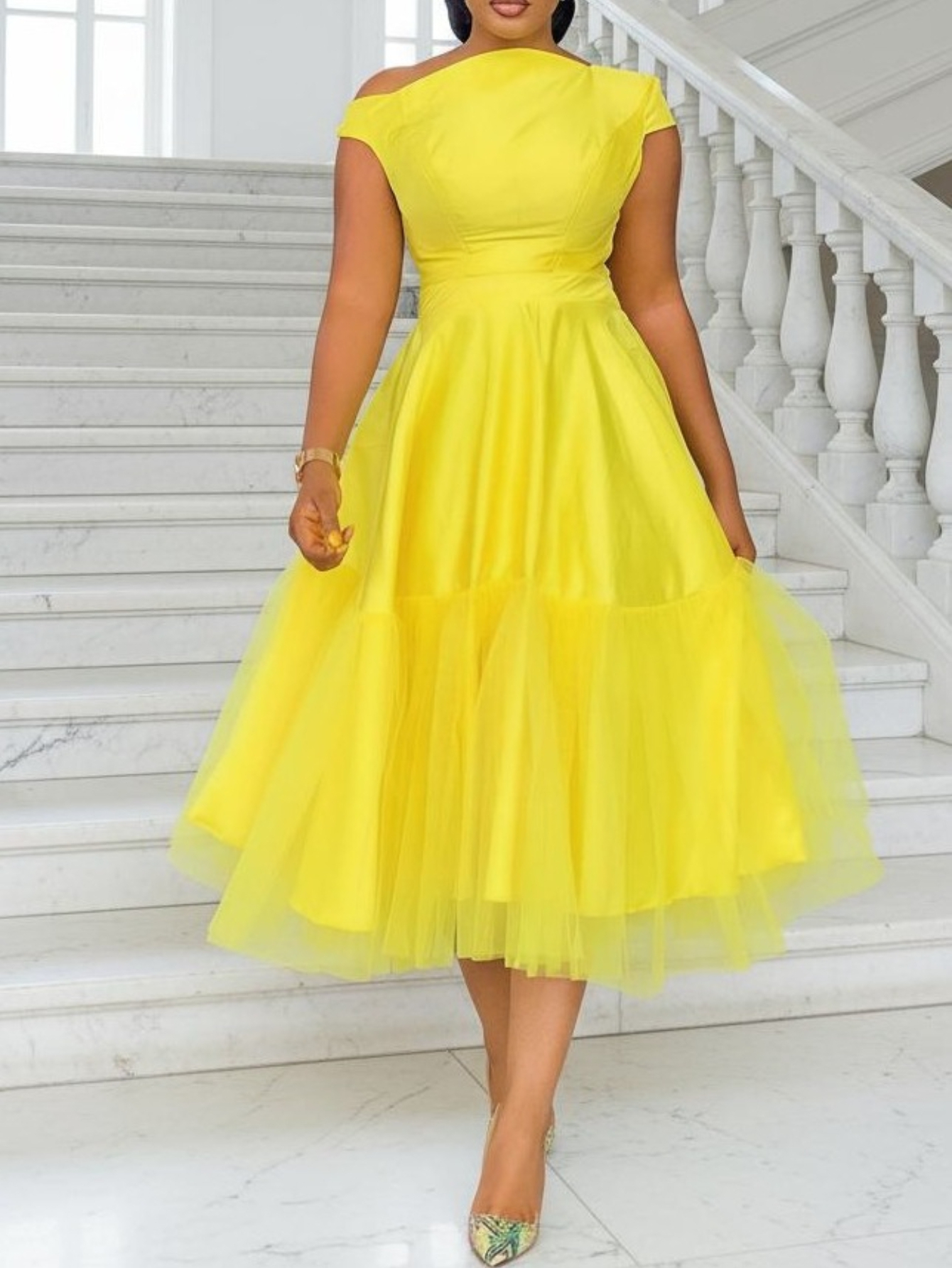 green emerald velvet dress A-line Tulle Navy Blue Long Evening Dress, V Neck Banquet Dress Short –  Cutedressy main image 1