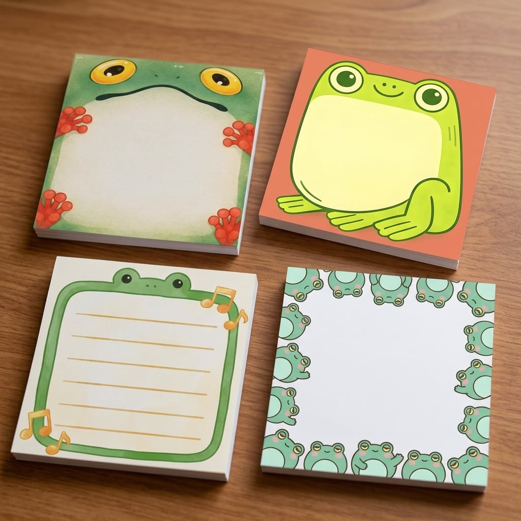 TEMU Lot de 4 (4 pièces) Bloc-notes Adhésifs Mignons Grenouille pour Agendas, Enseignants, Collègues - 50 Feuilles/Bloc, Blocs-notes Mémo Grenouille