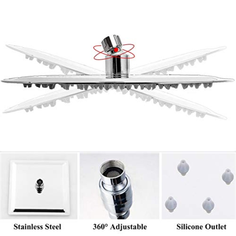 10-Inch Square Rain Shower Head with High Pressure