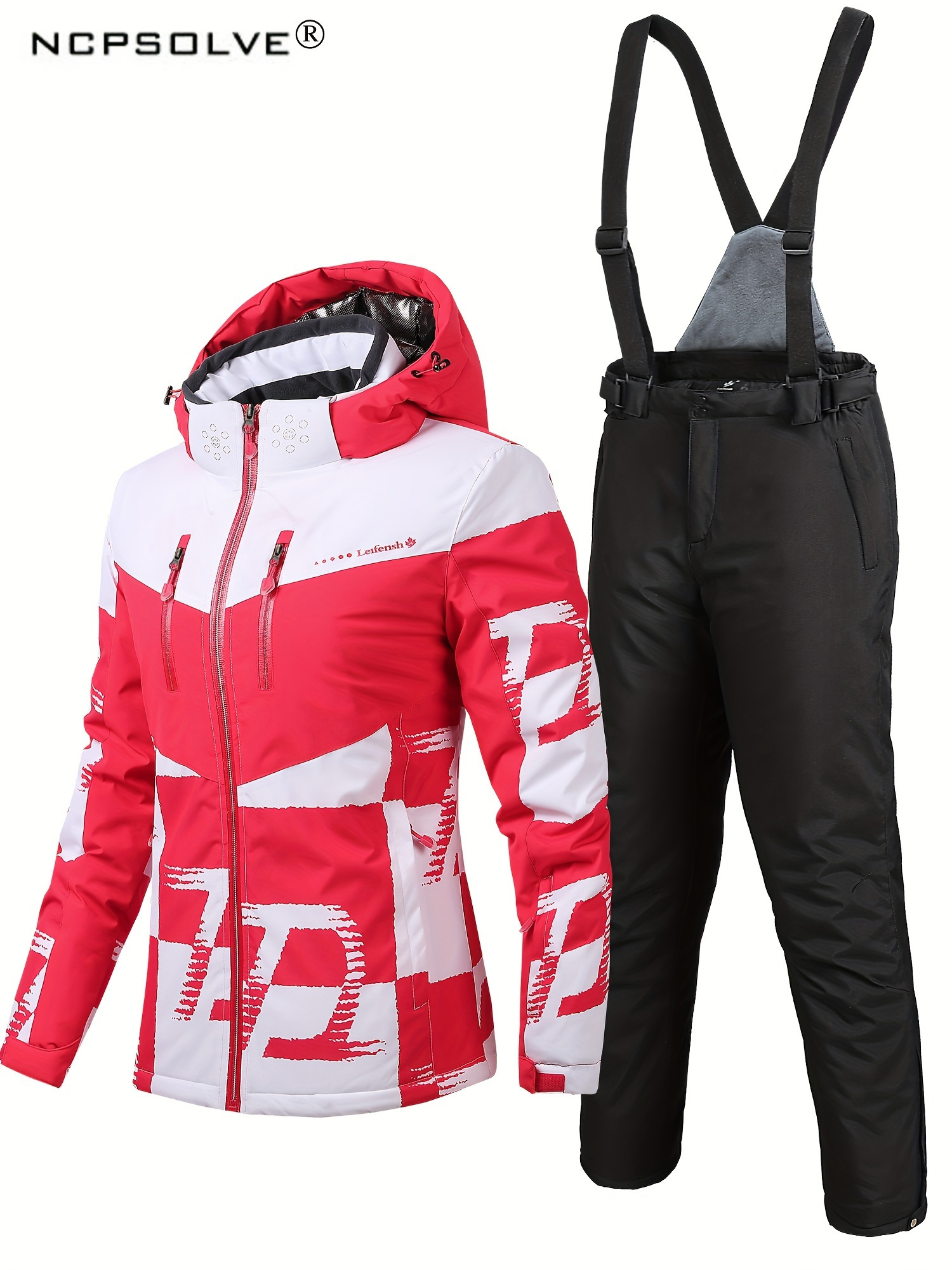 Combinaison Ski Femme Homme - Ensemble Veste Pantalon Snowboard Imprimé Chaud Waterproof Patchwork