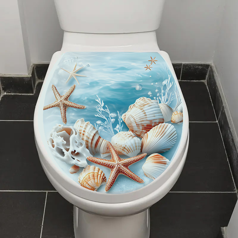 Image of An Interesting Blue Seashell Shell Sticker Are Polyethylene Wall Decoration Stickers. Are Suitable For Home Decoration. On Places Like Bathroom Bathtubs, Toilet Covers, Etc. Are Self-adhesive Stickers